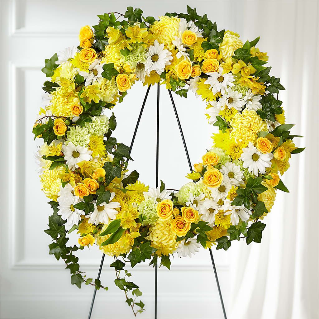 Golden Remembrance Wreath – Nicholasville Florist, Nicholasville KY