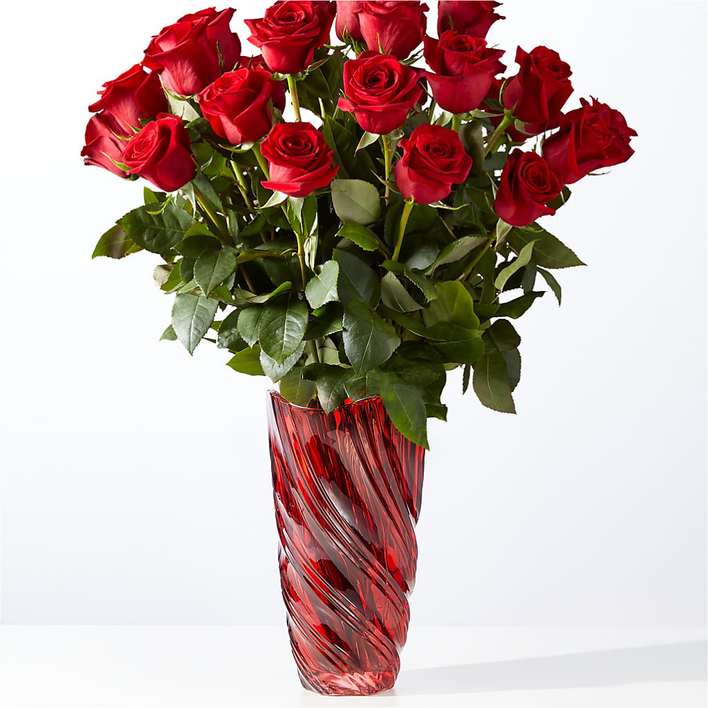 Classic Love Red Rose Bouquet with Luxe Swirl Vase – Nicholasville Florist, Nicholasville KY