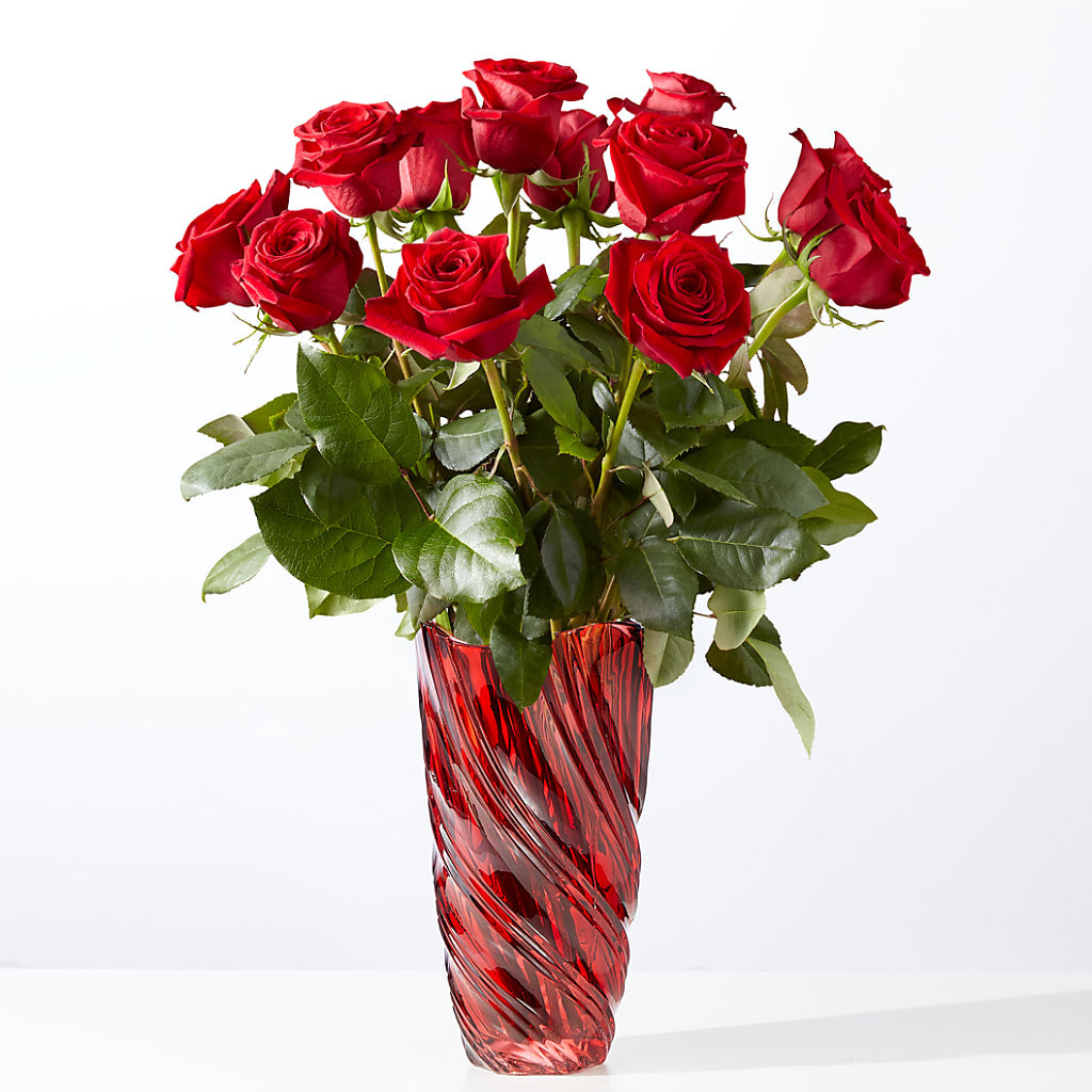 Classic Love Red Rose Bouquet with Luxe Swirl Vase – Nicholasville Florist, Nicholasville KY