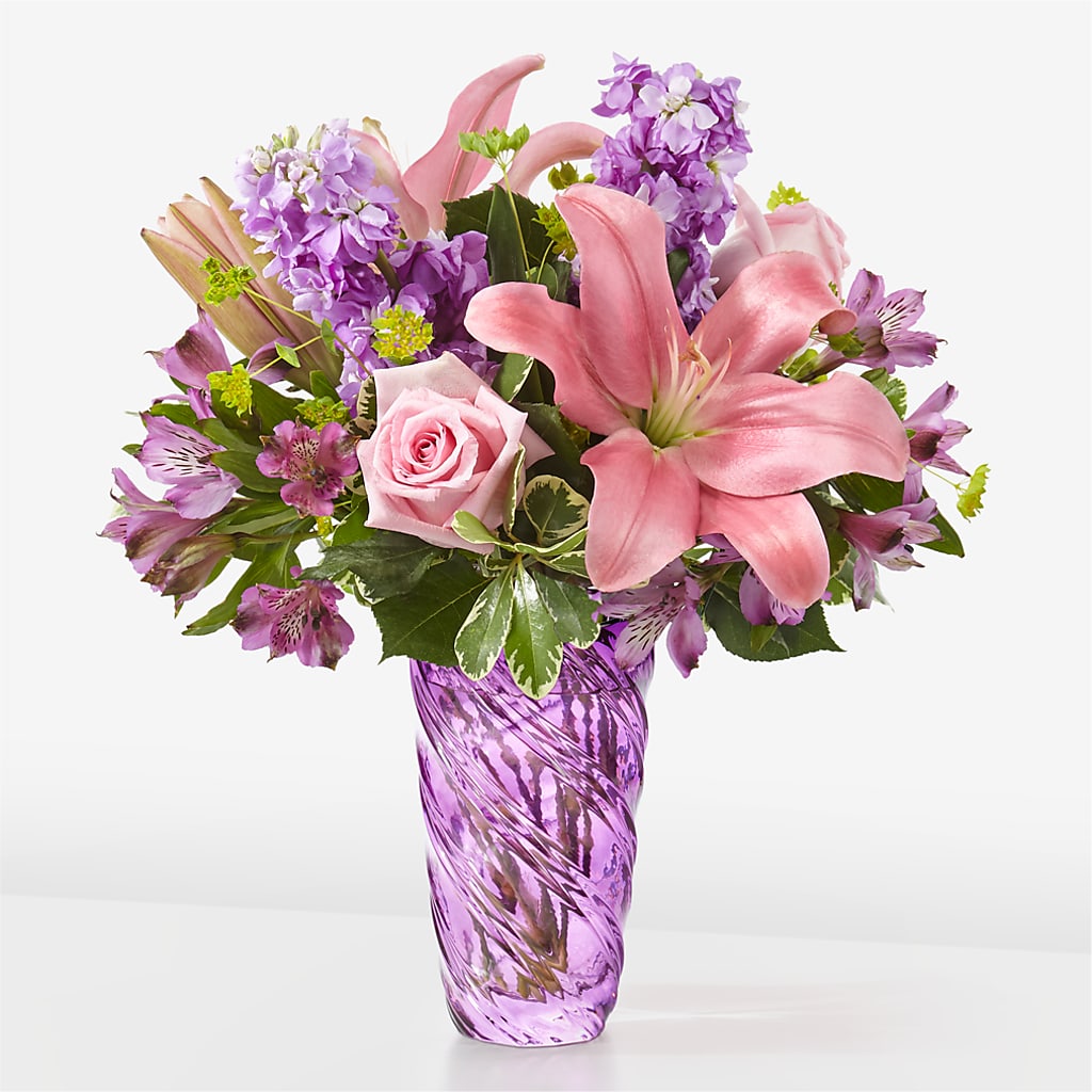 Precious Petals Bouquet with Luxe Swirl Vase – Nicholasville Florist, Nicholasville KY