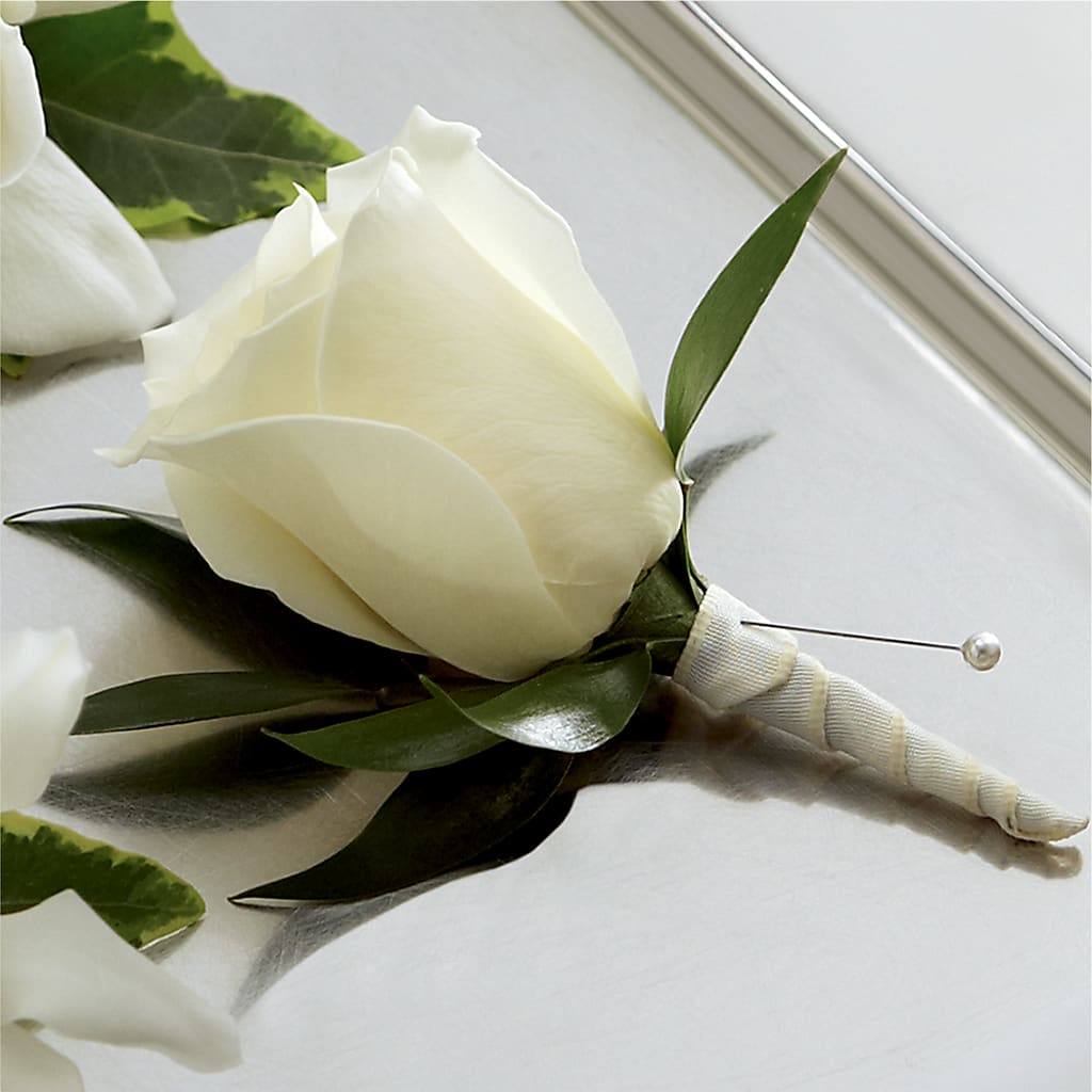 White Rose Boutonniere – Nicholasville Florist, Nicholasville KY