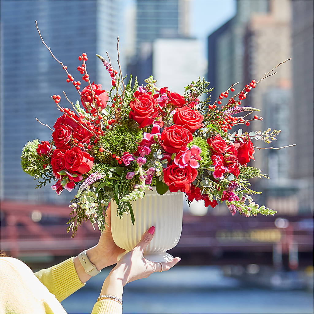 Big Red Bow Bouquet –  Nicholasville Florist, Nicholasville KY